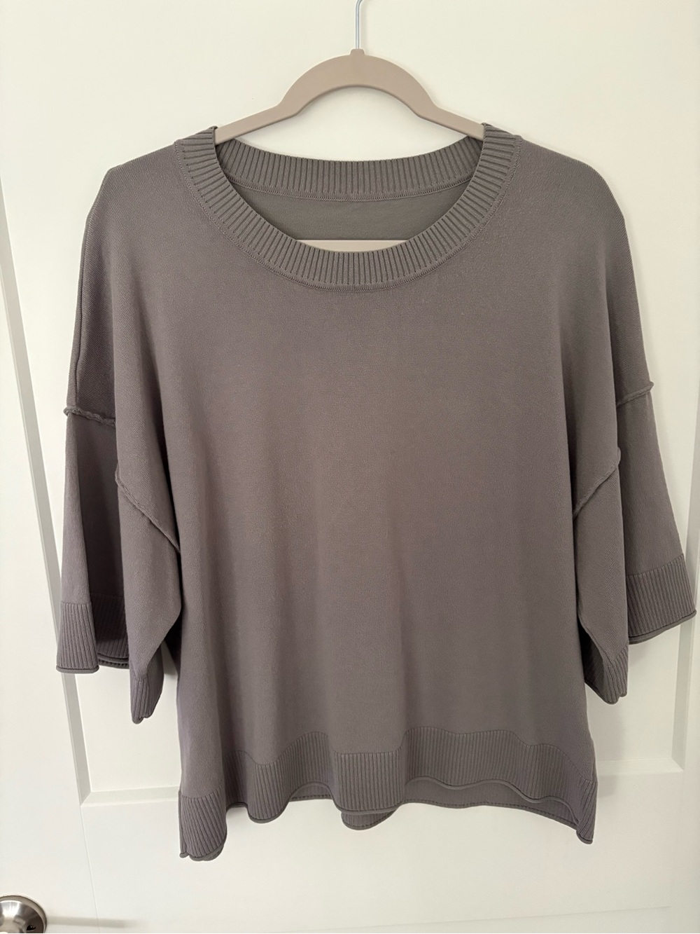 Amazon Women's Oversized Short Sleeve Sweater Top - Taupe